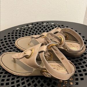 Salvatore Ferragamo Women's Beige Leather Sandals with hardware